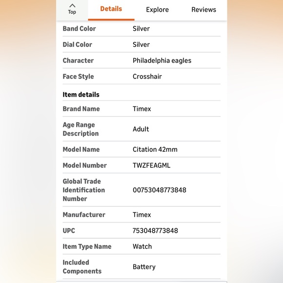 Timex Tribute Men's NFL Citation 42mm Philadelphia Eagles Watch NWOT - Picture 9 of 10